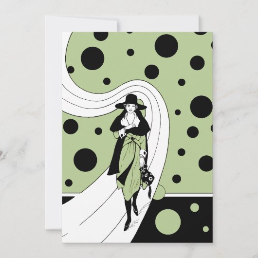 Vintage Art Deco Modeshow Bachelorette Feest Kaart (Voorkant)