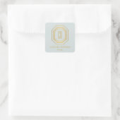 Vintage Art Deco Monogram Goud/Mint Vierkante Sticker (Tas)