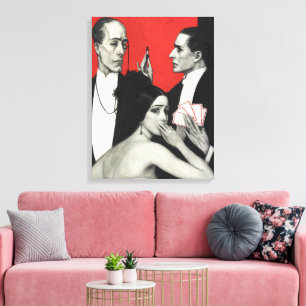 Vintage Art Deco Noir Mysterie Poker Benda Kunst Canvas Afdruk