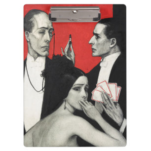 Vintage Art Deco Noir Mysterie Poker Benda Kunst Klembord