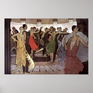 Vintage Art Deco Parijs Nacht Danszaal door Orazi Poster