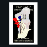 Vintage art deco Paris World expo 1937 Poster<br><div class="desc">Colors restored to original,  up to any size
 Poster advertisement for the Paris World exposition of 1937,  off white and white,  an d the colors of the French flag on a black background.</div>