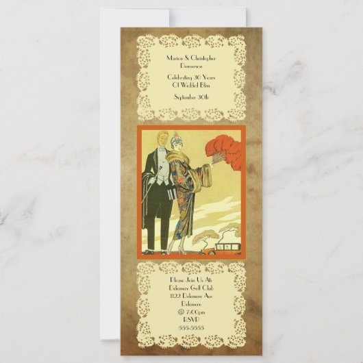 Vintage ~ Art Deco ~ Party Kaart (Voorkant)