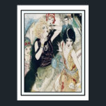 Vintage Art Deco Party Mayhem and Mischief Poster<br><div class="desc">Fun vintage retro art deco cosmopolitan scene from the Roaring Twenties Jazz Age of flappers, nightclubs and speakeasies. Women in vintage evening fashion party on as gentleman in black tie tuxedo looks on in amusement. Perhaps they are at a cocktail party or New Years Eve celebration. Share in an exciting...</div>
