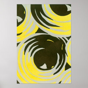 Vintage Art Deco Pochoir Jazz Geometrische Cirkels Poster