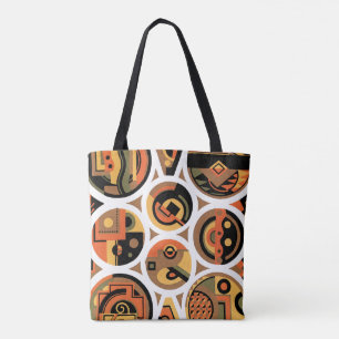 Vintage Art Deco Pochoir Jazz Geometrische Cirkels Tote Bag