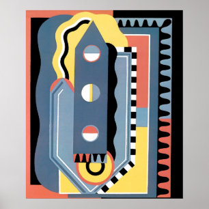 Vintage Art Deco Pochoir Jazz Geometrische Patrone Poster