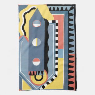 Vintage Art Deco Pochoir Jazz Geometrische Patrone Theedoek