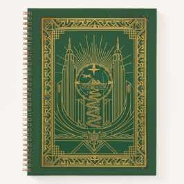 Vintage Art Deco Smaragd Explorers Skyline Journaa Notitieboek