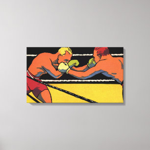 Vintage Art Deco sport boksen, boksers slaan Canvas Afdruk