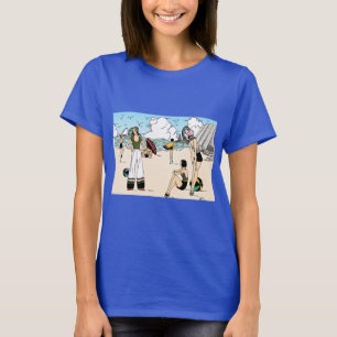 Vintage Art Deco strandillustratie jaren 20 Kust T-shirt