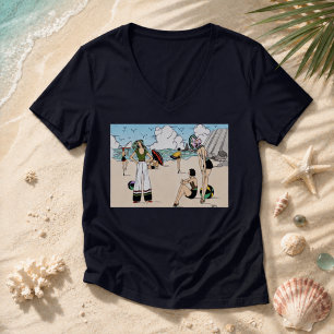 Vintage Art Deco strandillustratie jaren 20 Kust T-shirt