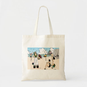 Vintage Art Deco strandillustratie jaren 20 kust Tote Bag