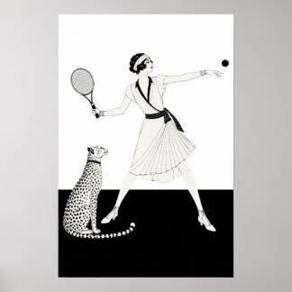 Vintage Art Deco Tennisspeler Poster