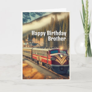 Vintage Art Deco Trein Broer Verjaardag  Kaart