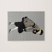 Vintage Art Deco vrouw in luipaardprint jas Legpuzzel (Horizontaal)