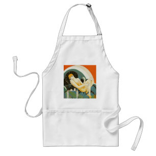 Vintage Art Deco vrouw liggend op bank, Chompre Standaard Schort