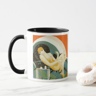 Vintage Art Deco vrouw, liggend op een bank, Chomp Mok