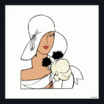 Vintage Art Deco vrouw met bloemen en hoed C Poster<br><div class="desc">Vintage Art Deco Vrouw met Bloemen en Hoed C</div>
