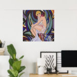 Vintage Art Deco vrouw met drapérieën door S. Chom Poster<br><div class="desc">Kunstwerk met vintage illustratie in art-decostijl van het dagelijks leven met een elegante vrouw die een flapperjurk draagt en op een bank zit omringd door gordijnen. Woman with Drapes door S. Chompre. "Femmes Modernes, 1926" van S. Chompré is een reeks illustraties met hedendaagse vrouwen uit de jaren twintig door Samuel...</div>