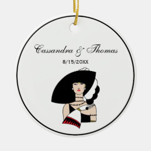 Vintage Art Deco vrouw met hoed handschoenen kleur Keramisch Ornament