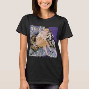 Vintage Art Deco vrouw met kat van S. Chompre T-shirt