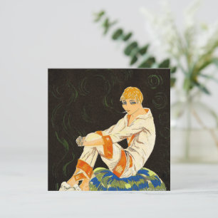 Vintage Art Deco vrouw, rokend door S. Chompre