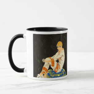 Vintage Art Deco-vrouw, rokend door S. Chompre Mok