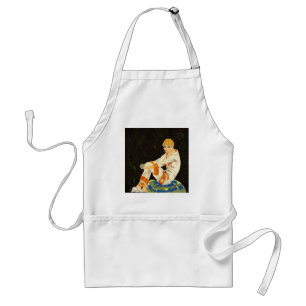 Vintage Art Deco Vrouw, rokend door S. Chompre Standaard Schort