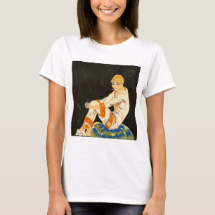 Vintage Art Deco vrouw, rokend door S. Chompre T-shirt