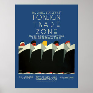 Vintage Art Deco VS 1e buitenlandse handelszone WP Poster