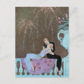 Vintage Art Deco Vuurwerk Le Feu, George Barbier Briefkaart (Voorkant)