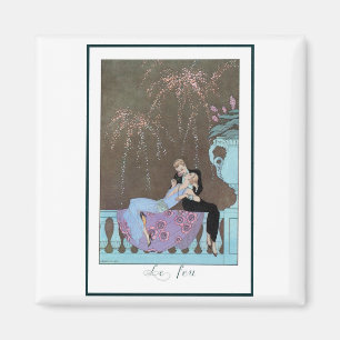 Vintage Art Deco Vuurwerk Le Feu, George Barbier Magneet