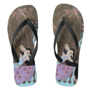 Vintage Art Deco Vuurwerk Le Feu, George Barbier Teenslippers