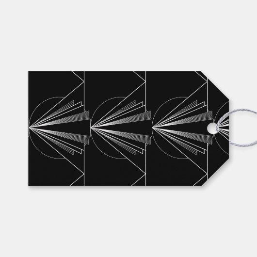 Vintage Art Deco Zwart en Wit Geometrisch Cadeaulabel (Voorkant (Horizontaal))