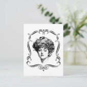 Vintage Art Gibson Girl Briefkaart (Staand voorkant)
