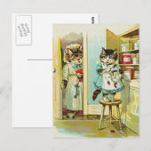 Vintage art: Kitten caught stealing Briefkaart (Voorkant / Achterkant)