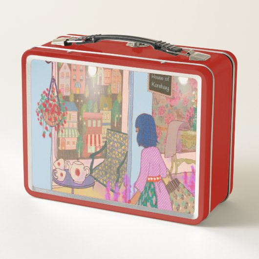 Vintage Art Lunch Box Red (Achterkant)
