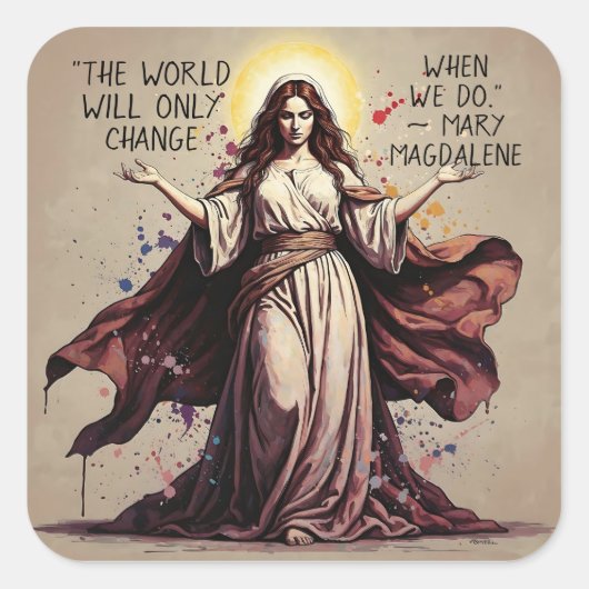 Vintage Art Mary Magdalene Quote  Vierkante Sticker (Voorkant)