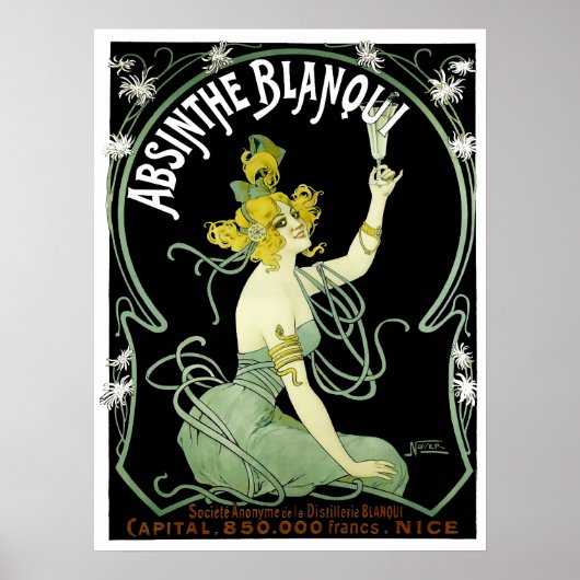 Vintage Art Nouveau Absinthe Blanqui door Nover Poster (Voorkant)