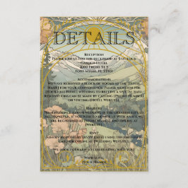 Vintage Art Nouveau and Art Deco Nature Wedding Informatiekaartje