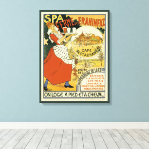 Vintage Art Nouveau, Bierbar Restaurant en Café Canvas Afdruk