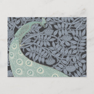 Vintage Art Nouveau Blauwe Pauwprint Verneuil Briefkaart