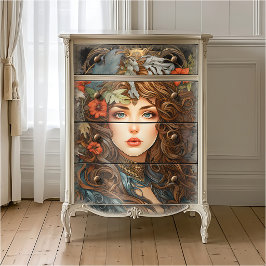 Vintage Art Nouveau Bloemengodin Victoriaans Boho Tissuepapier