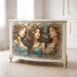 Vintage Art Nouveau bloemengodin Victoriaans Boho Tissuepapier