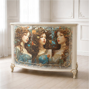 Vintage Art Nouveau bloemengodin Victoriaans Boho Tissuepapier