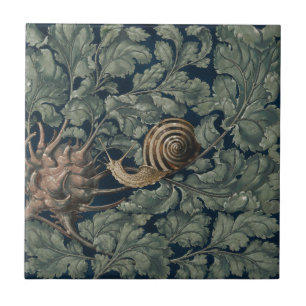 Vintage Art Nouveau botanische slak antiek Tegeltje