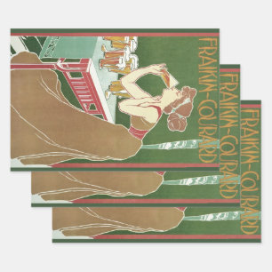 Vintage Art Nouveau Brasserie Fraikin-Courard Bier Inpakpapier Vel