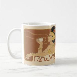Vintage Art Nouveau Café Rajah, Dame met koffie Koffiemok