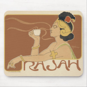 Vintage Art Nouveau Café Rajah, Dame met koffie Muismat
